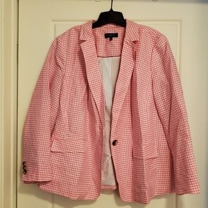 Talbots Pink Gingham Linen Blazer